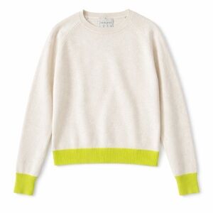 NWT Jumper 1234 Cream and Lime Women's Crew Neck Sweater